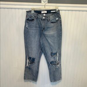 Skinnygirl Light Blue Distressed Cropped Jeans